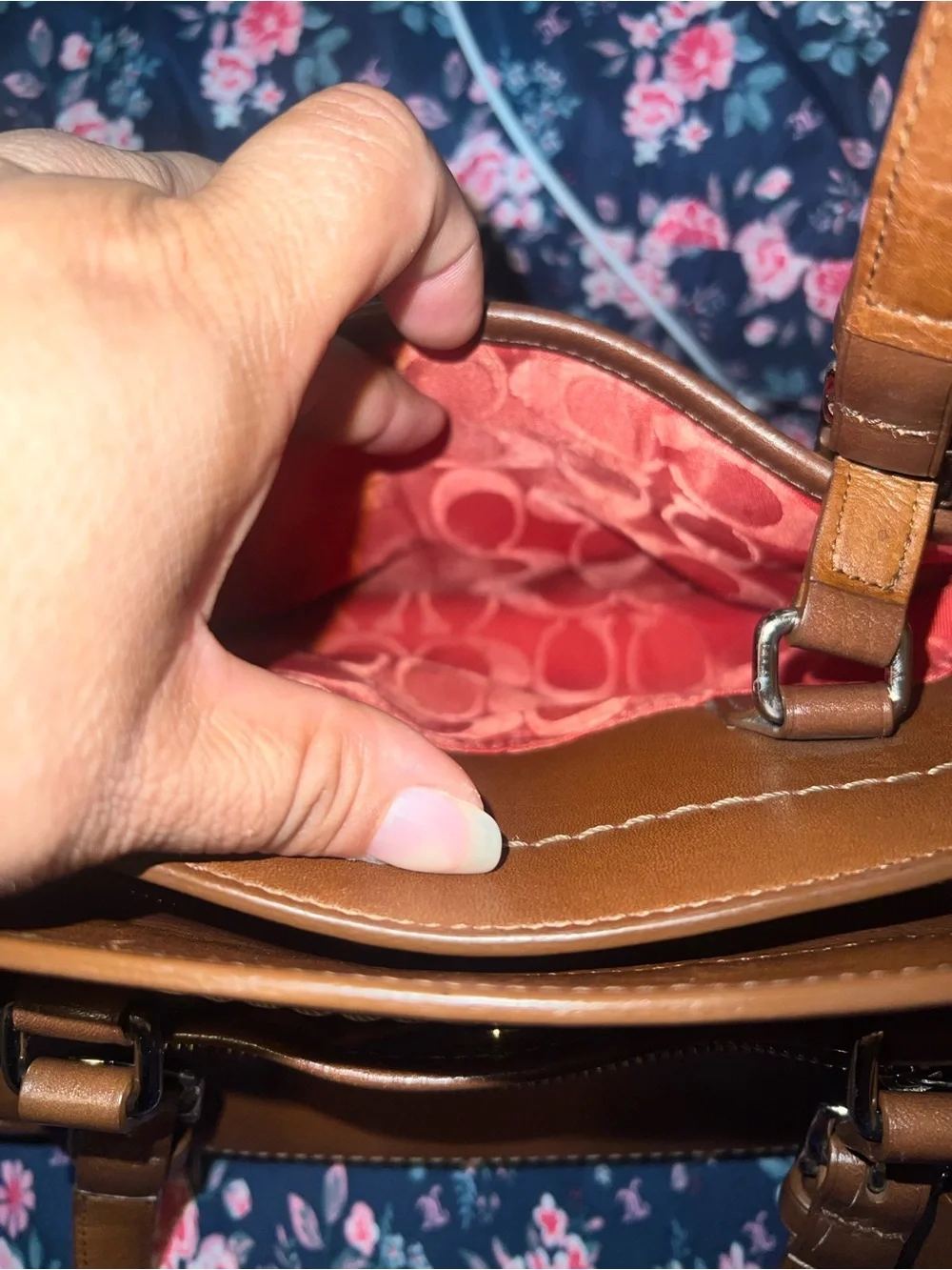 Vintage Coach Hamilton cognac brown glovetanned leather satchel No7465